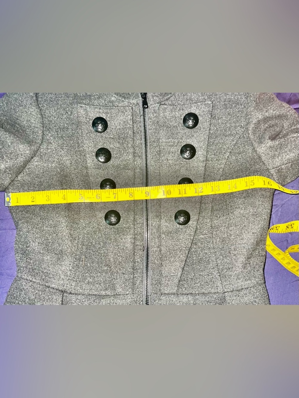 Anthropologie Pink Envelope Charcoal Military Peplum Coat Jacket Size S - Picture 10 of 11